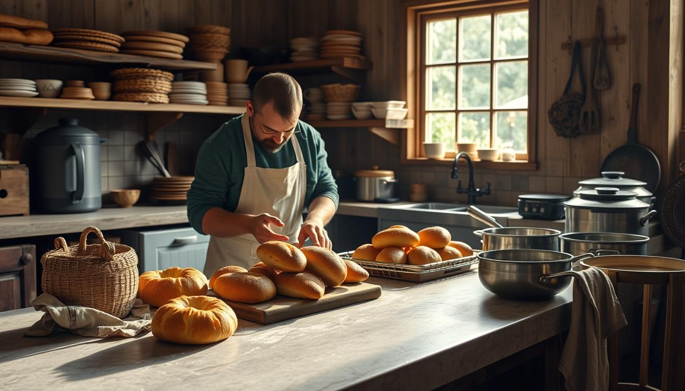 Freshly baked homemade cake in a kitchen setting